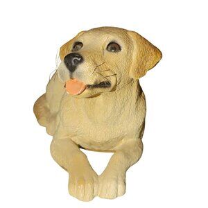 Yellow Labrador Retriever Figurine Hand Paint Dog Sculpture Collectible Vintage